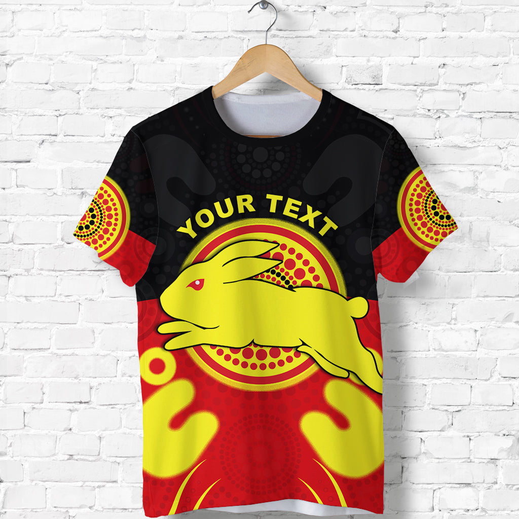 (Custom Personalised) Rabbitohs Indigenous T shirt Style Aboriginal Flag LT13