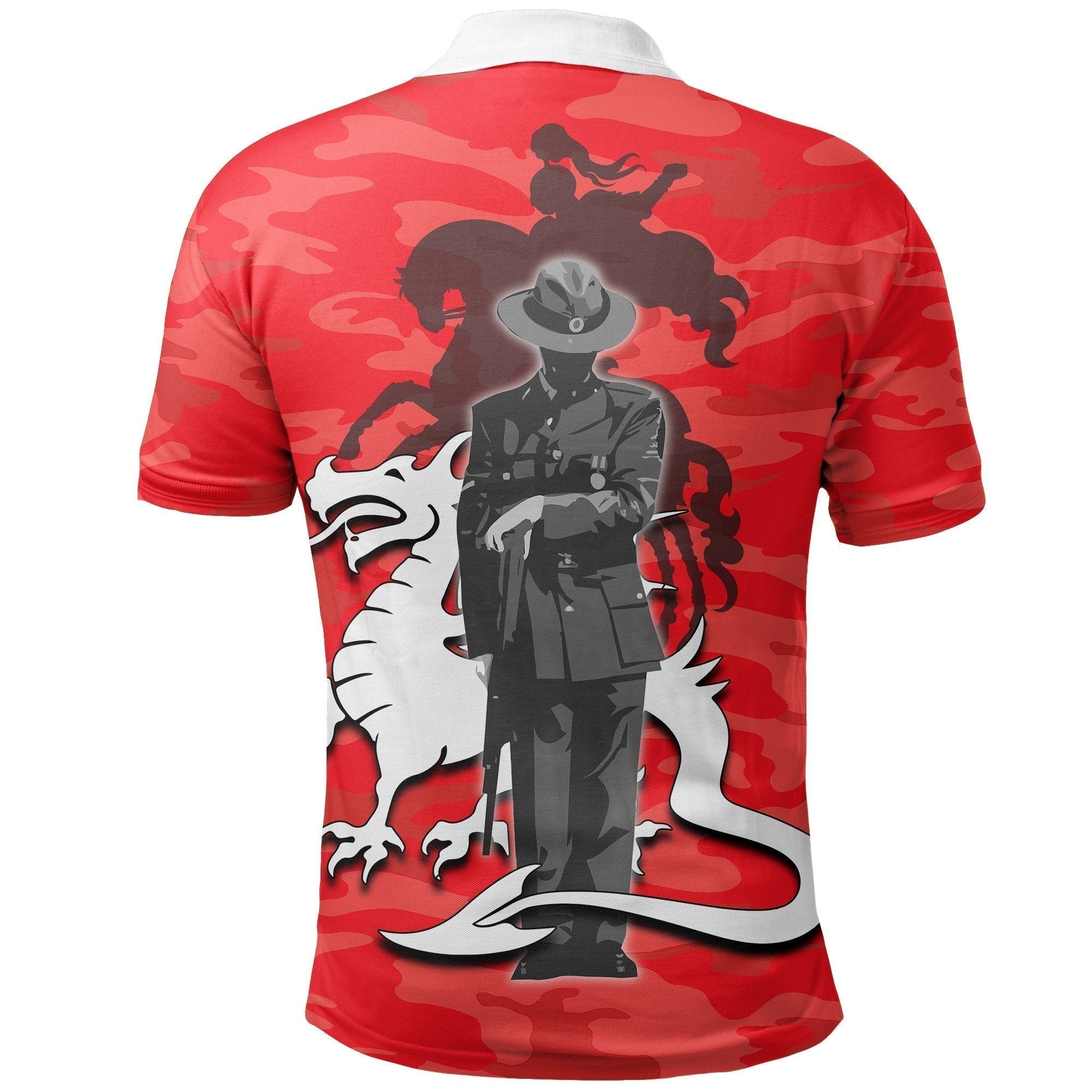 St. George Illawarra Dragons Polo Shirt ANZAC Day Army Patterns Red
