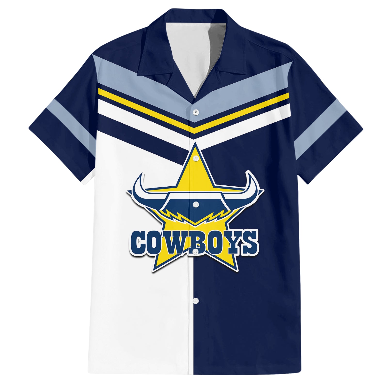 (Custom Text And Number) NRL Cowboys Hawaiian Shirt Mix Jersey - Vibe Hoodie Shop