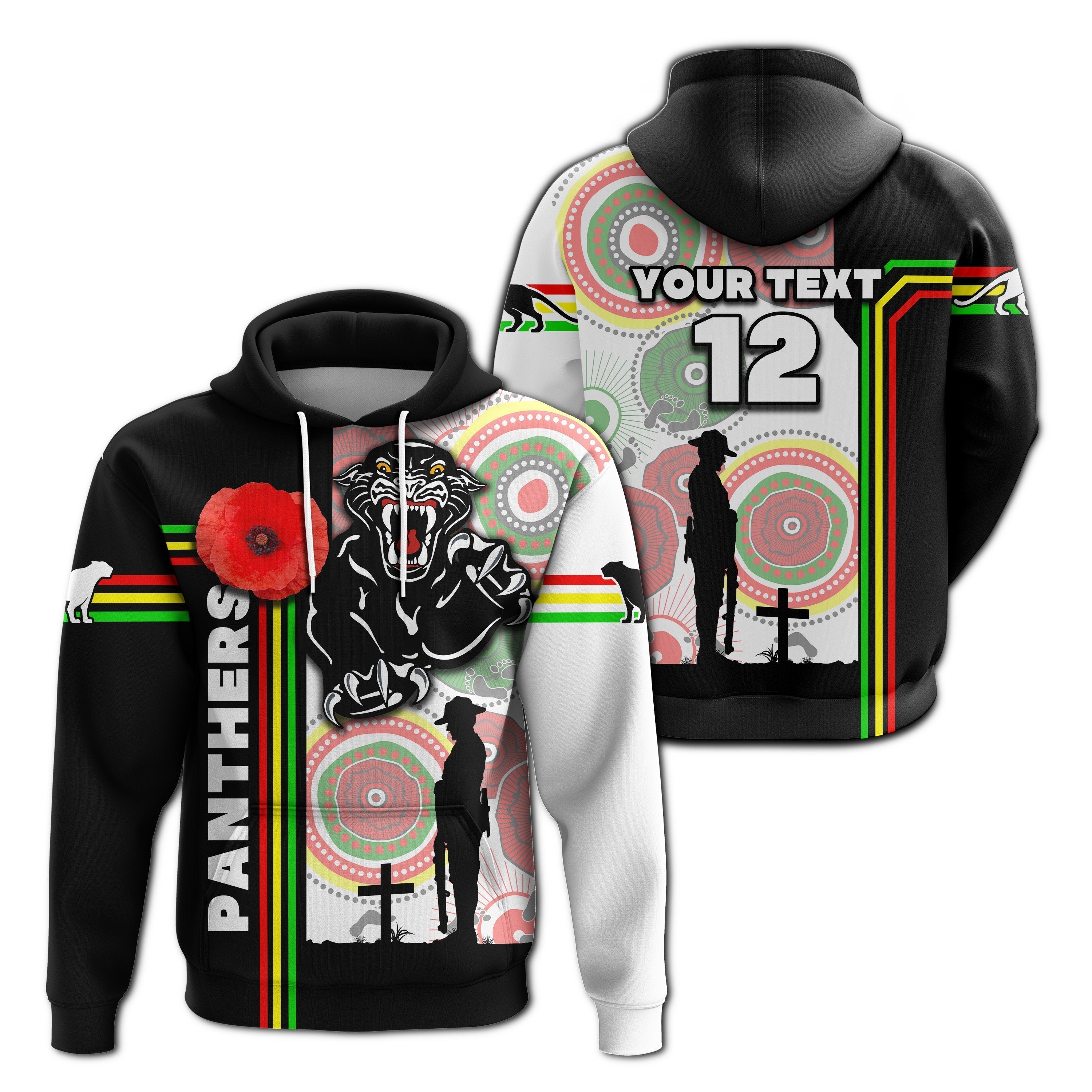 (Custom Personalised) Penrith Panthers Hoodie ANZAC Day Power Style - Vibe Hoodie Shop