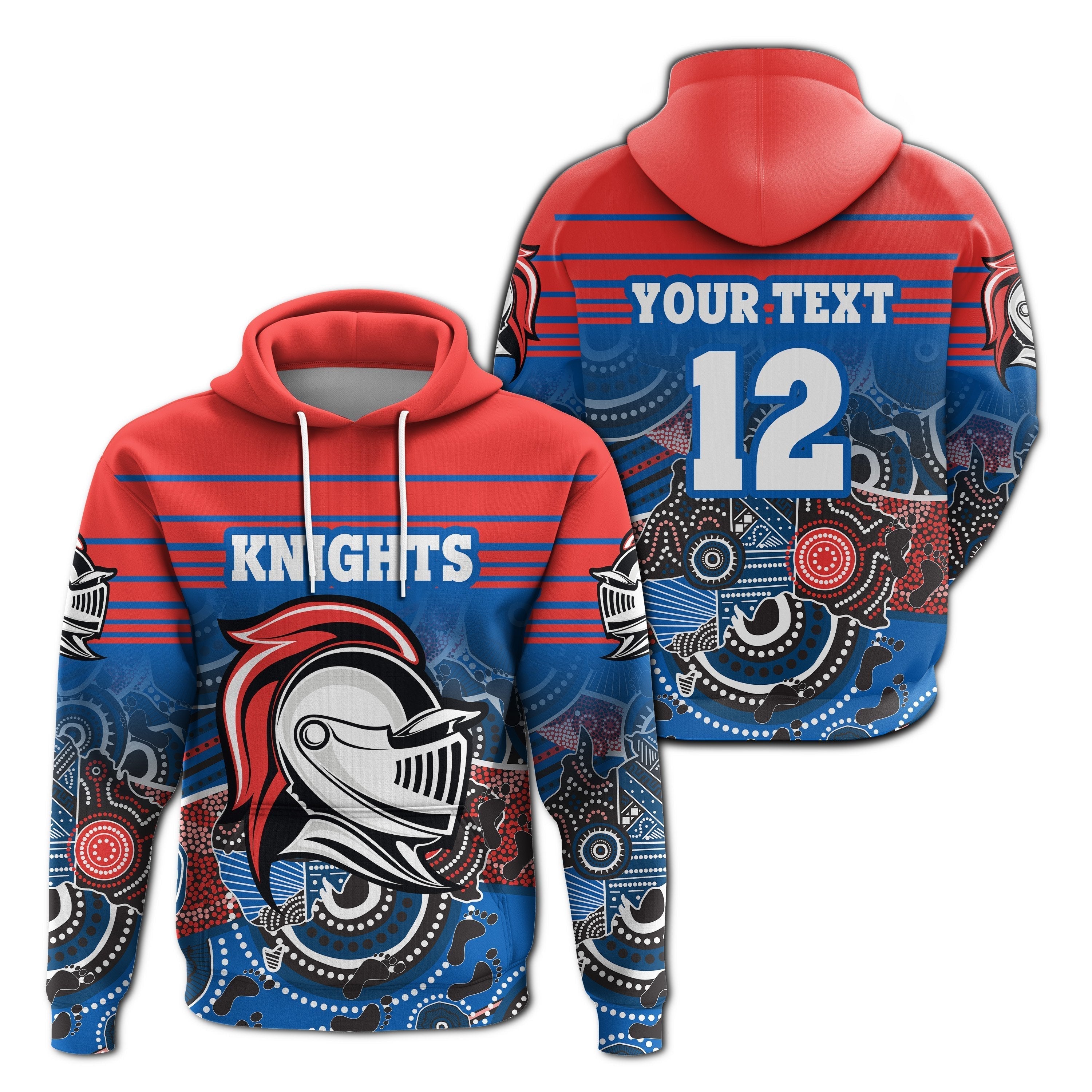 (Custom Personalised) Knights Hoodie Newcastle Aboriginal Horizontal Style - Vibe Hoodie Shop
