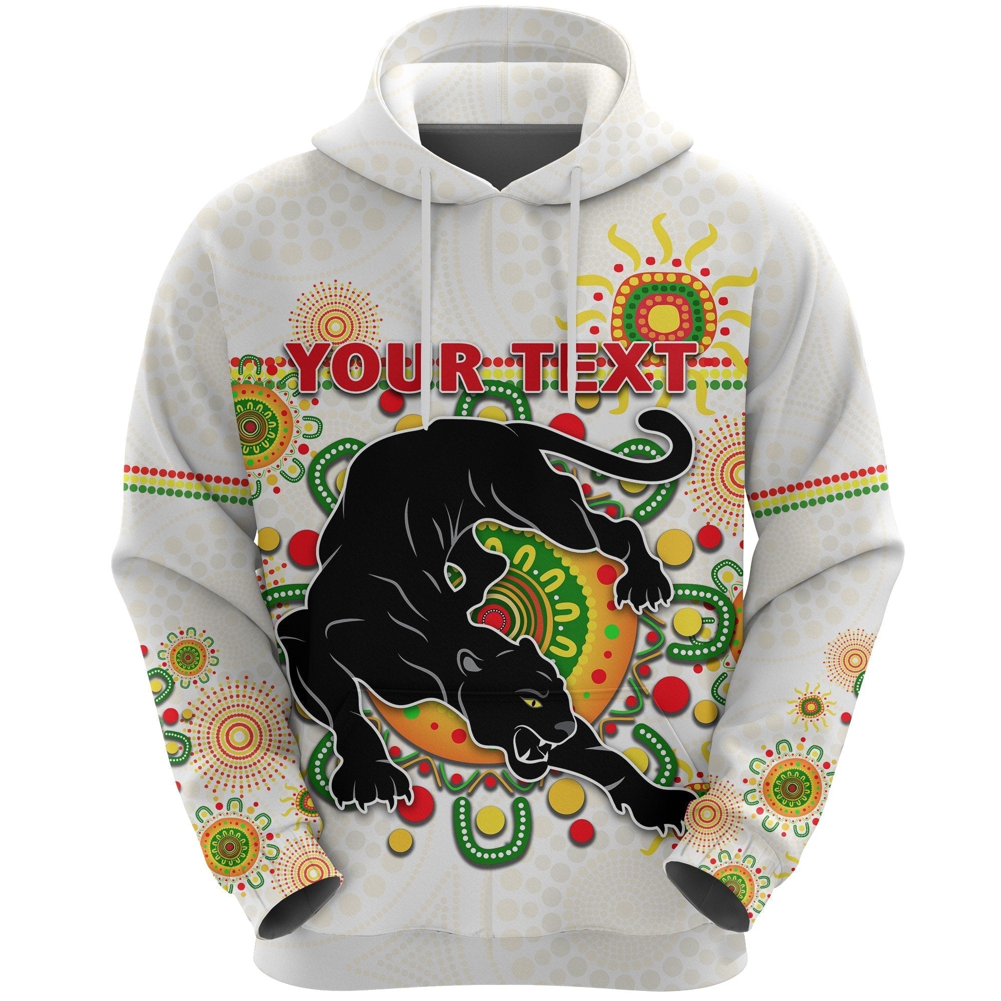 (Custom Personalised) Penrith Hoodie Indigenous Panthers - White - Vibe Hoodie Shop