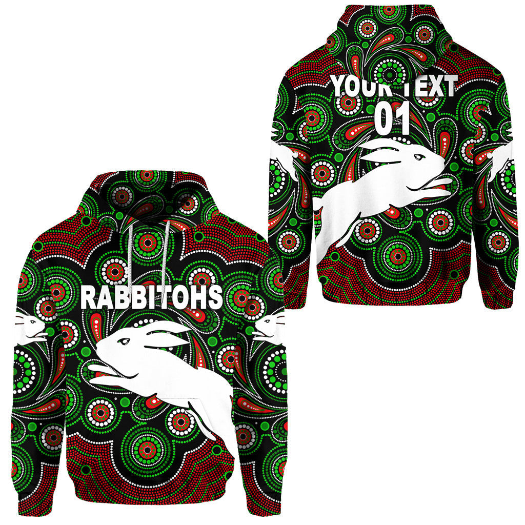 (Custom Personalised) South Sydney Rabbitohs Zip Up And Pullover Hoodie KID 2021 Indigenous Vibes - Black - Vibe Hoodie Shop