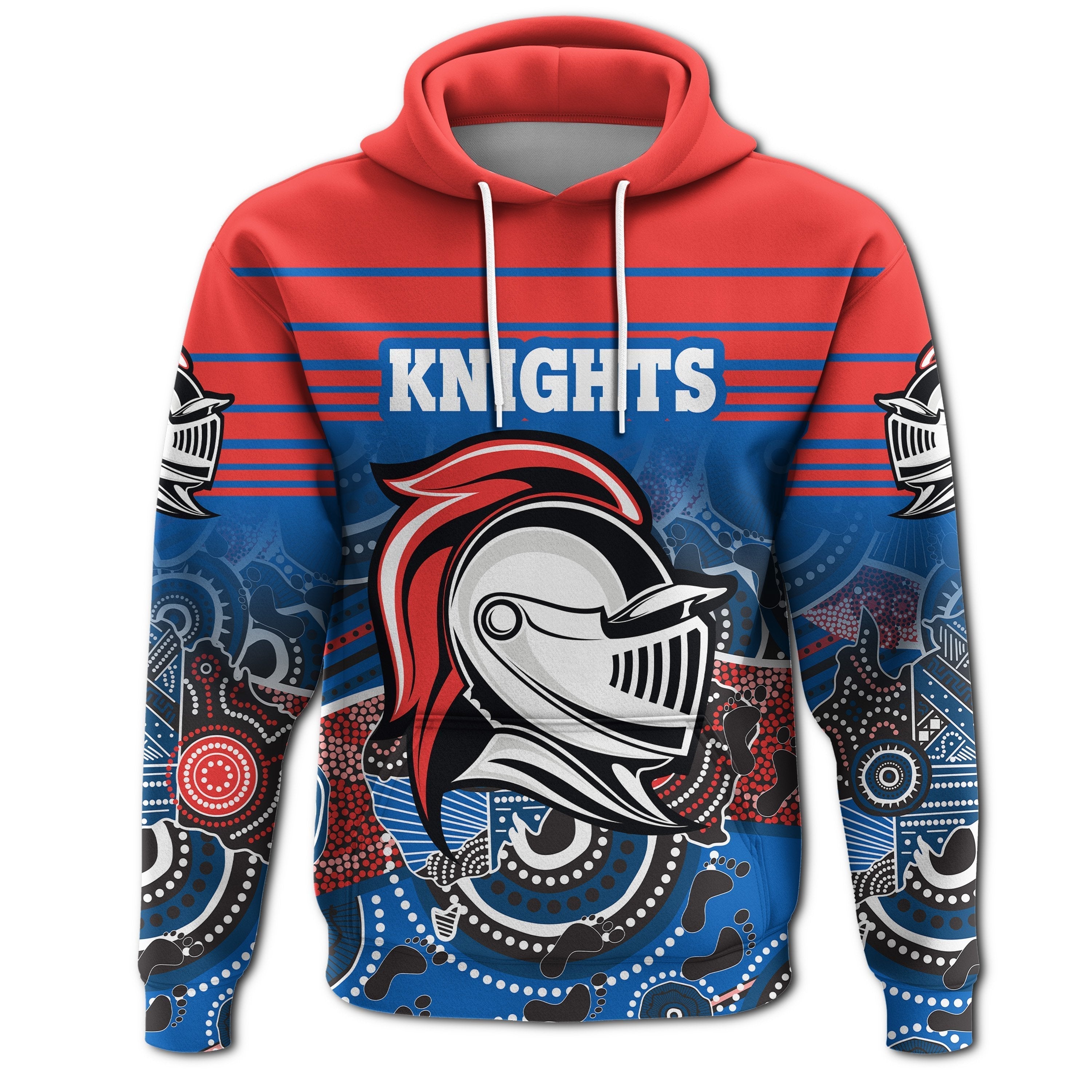 (Custom Personalised) Knights Hoodie Newcastle Aboriginal Horizontal Style - Vibe Hoodie Shop