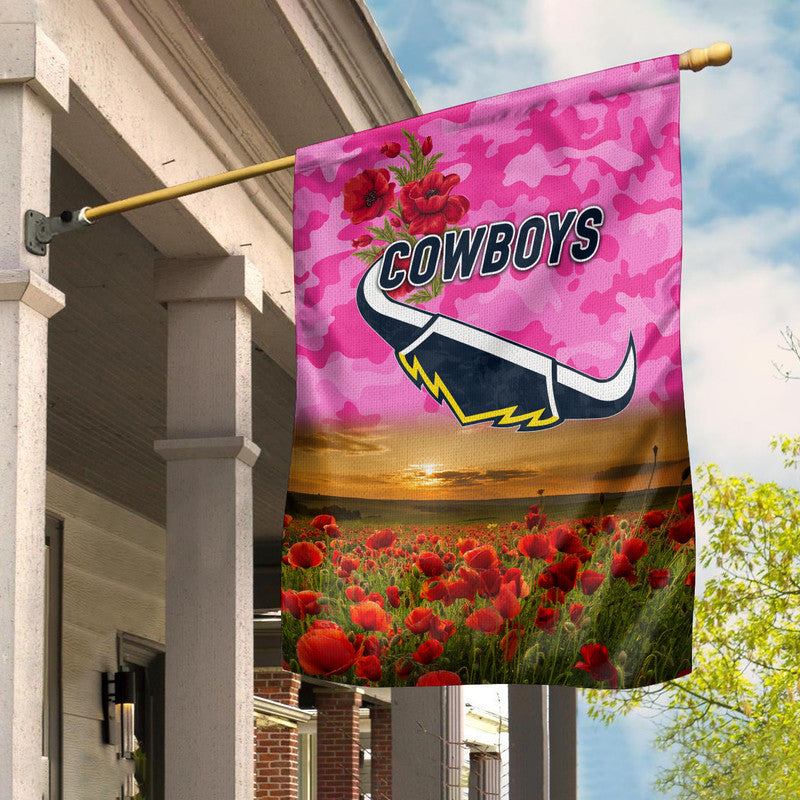 North Queensland Cowboys ANZAC 2022 Flag Poppy Flowers Vibes - Pink - Vibe Hoodie Shop