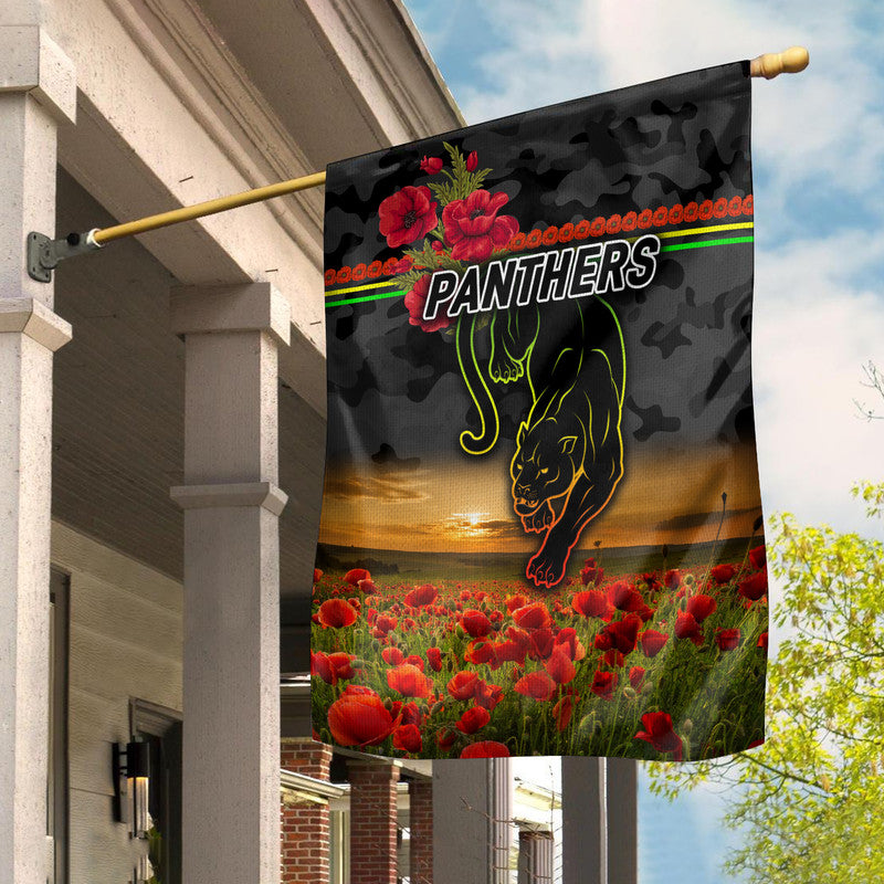 Penrith Panthers ANZAC 2022 Flag Poppy Flowers Vibes - Black - Vibe Hoodie Shop