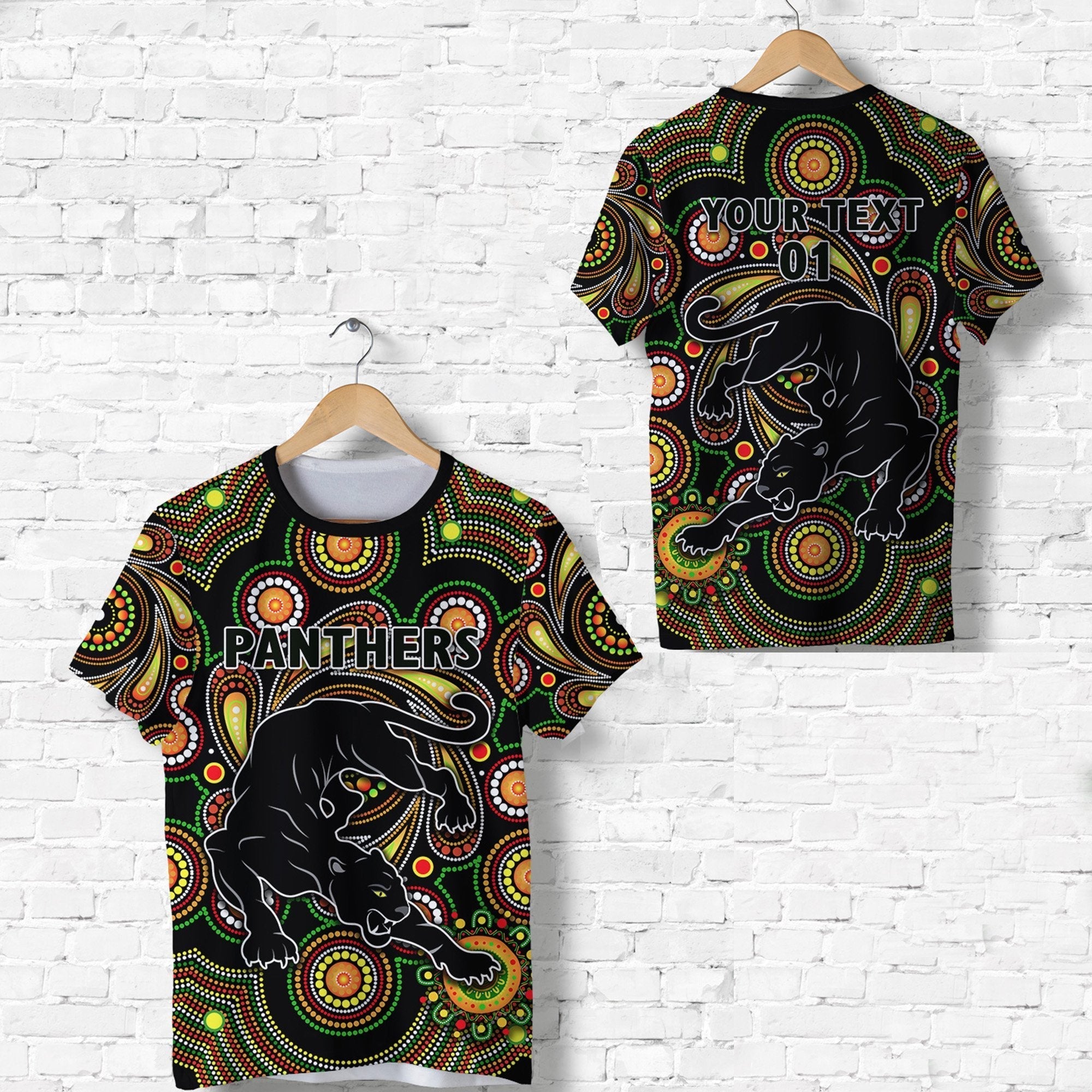 (Custom Personalised) Penrith T shirt Panthers Indigenous Vibes, Custom Text And Number - Vibe Hoodie Shop