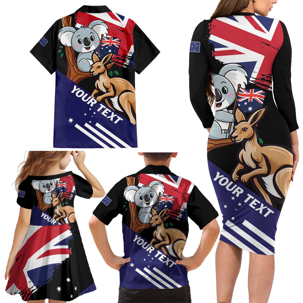 Personalised Australia Kangaroo Koala Together Family Matching Long Sleeve Bodycon Dress and Hawaiian Shirt Special Edition