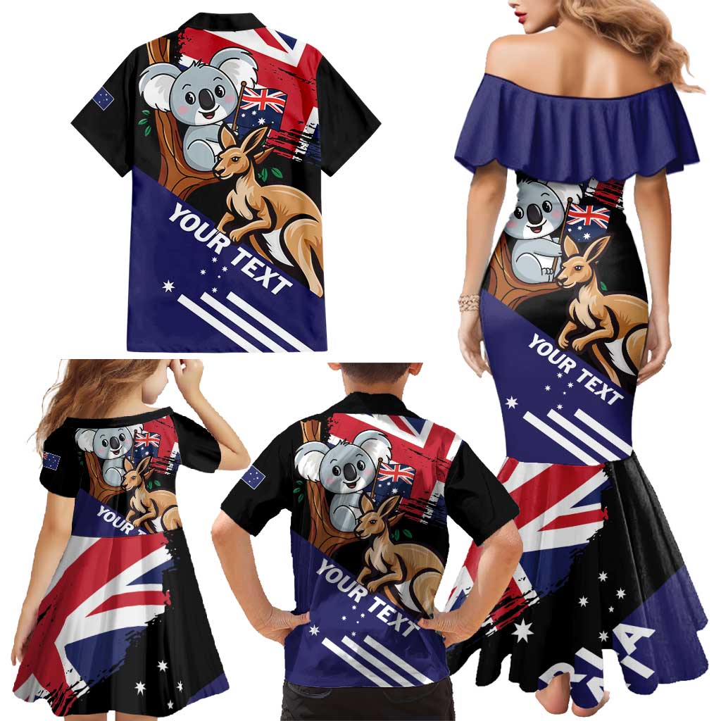 Personalised Australia Kangaroo Koala Together Family Matching Mermaid Dress and Hawaiian Shirt Special Edition