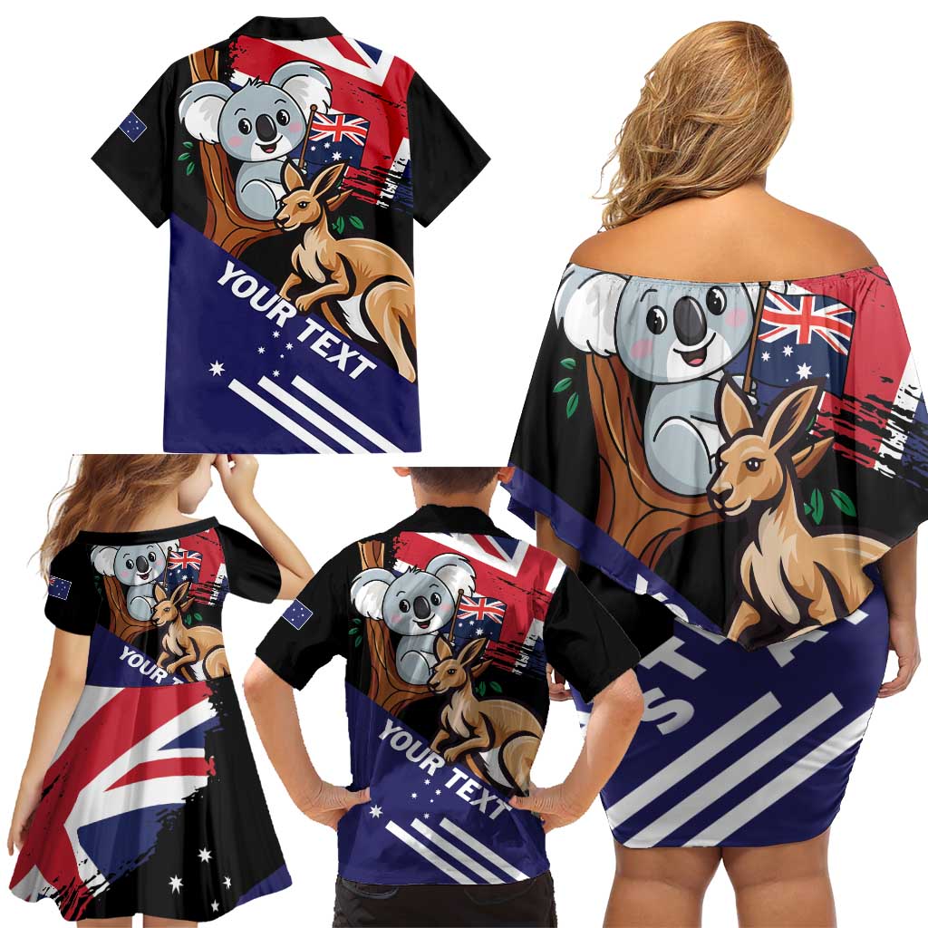 Personalised Australia Kangaroo Koala Together Family Matching Off Shoulder Short Dress and Hawaiian Shirt Special Edition