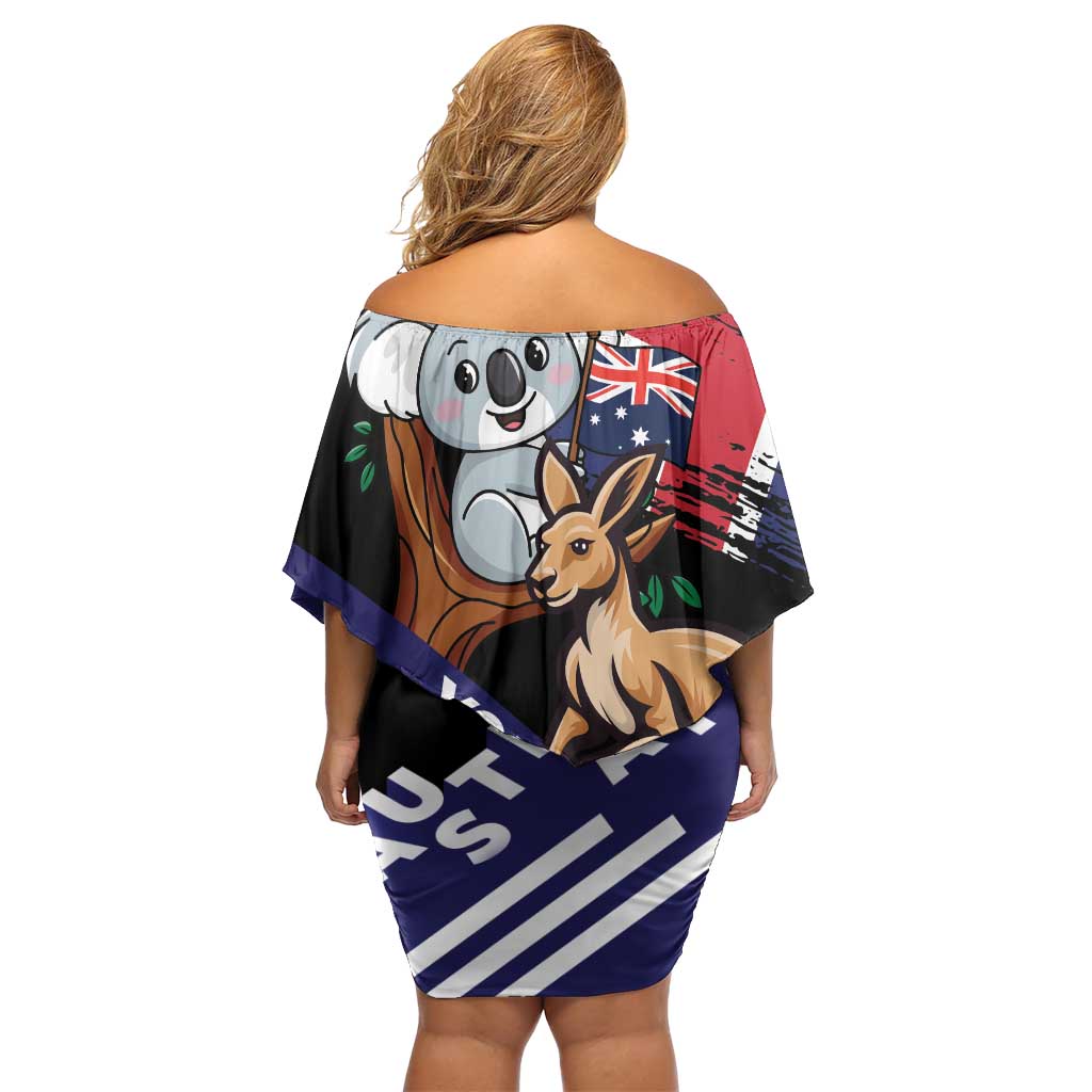 Personalised Australia Kangaroo Koala Together Family Matching Off Shoulder Short Dress and Hawaiian Shirt Special Edition