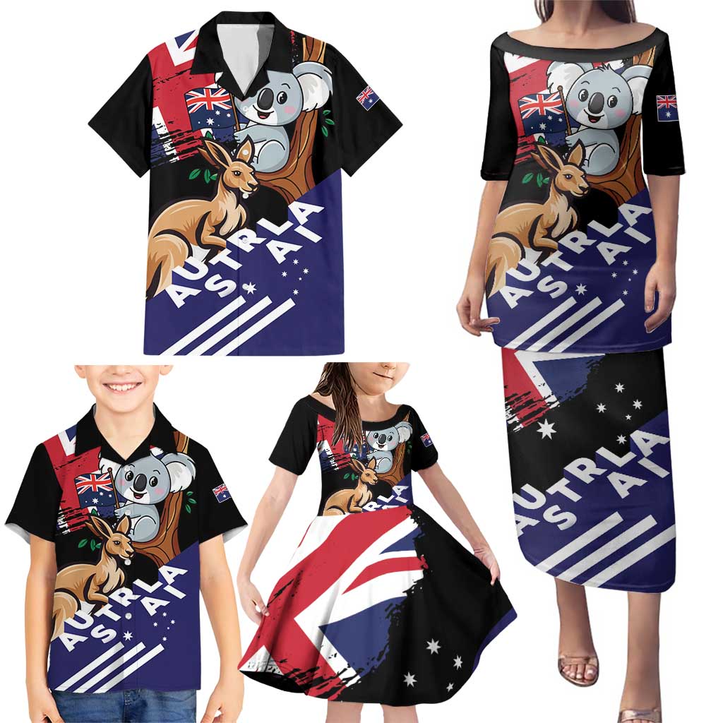 Personalised Australia Kangaroo Koala Together Family Matching Puletasi and Hawaiian Shirt Special Edition