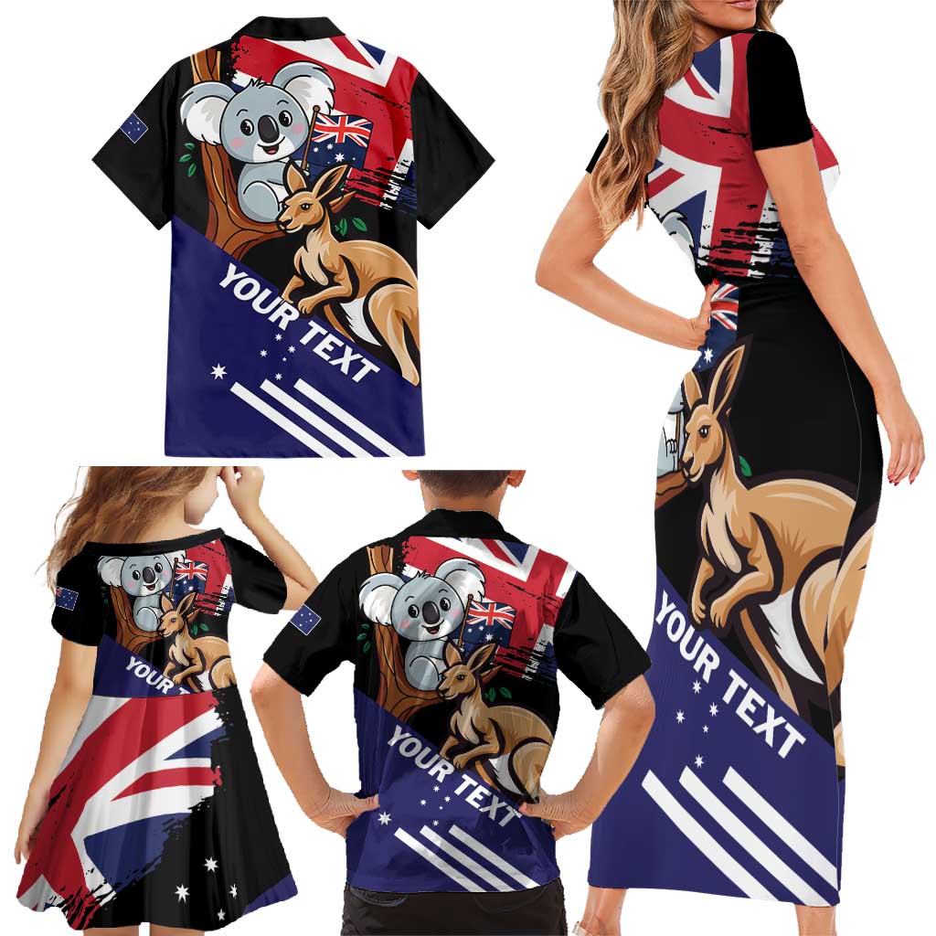 Personalised Australia Kangaroo Koala Together Family Matching Short Sleeve Bodycon Dress and Hawaiian Shirt Special Edition