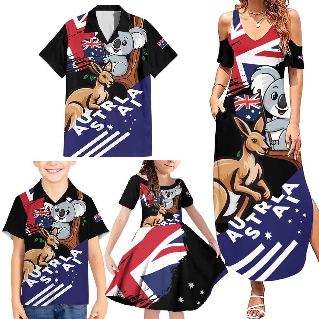 Personalised Australia Kangaroo Koala Together Family Matching Summer Maxi Dress and Hawaiian Shirt Special Edition