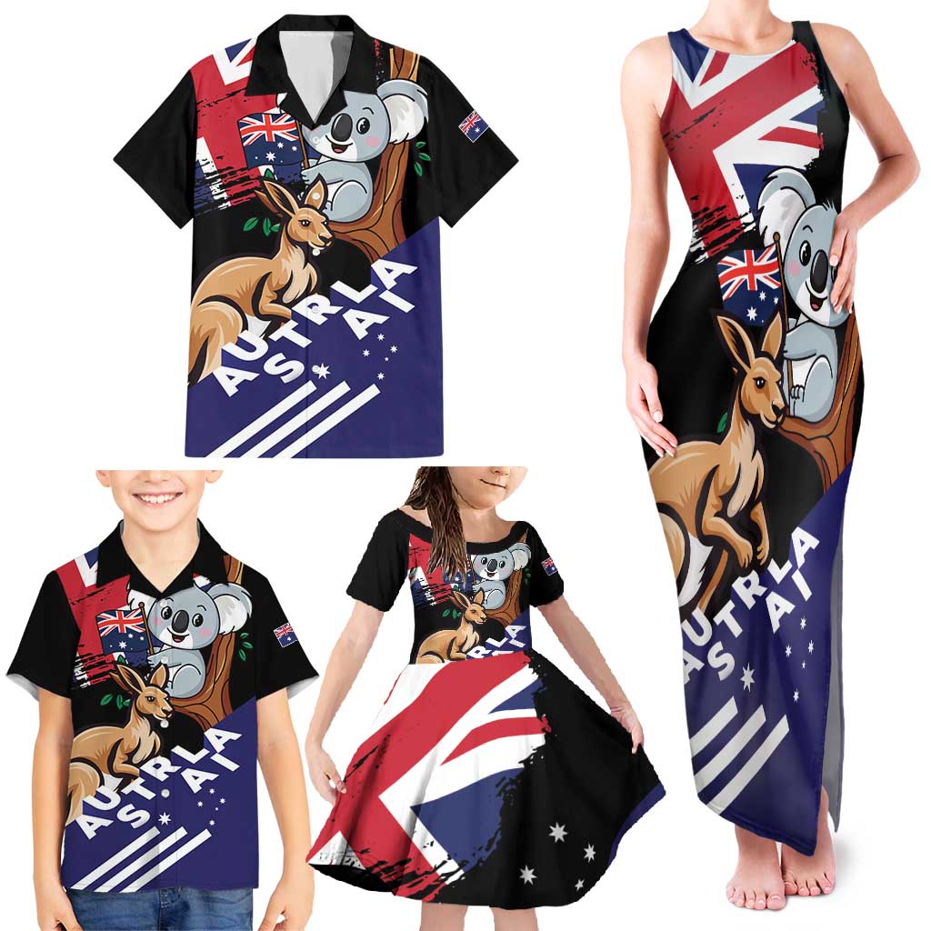 Personalised Australia Kangaroo Koala Together Family Matching Tank Maxi Dress and Hawaiian Shirt Special Edition