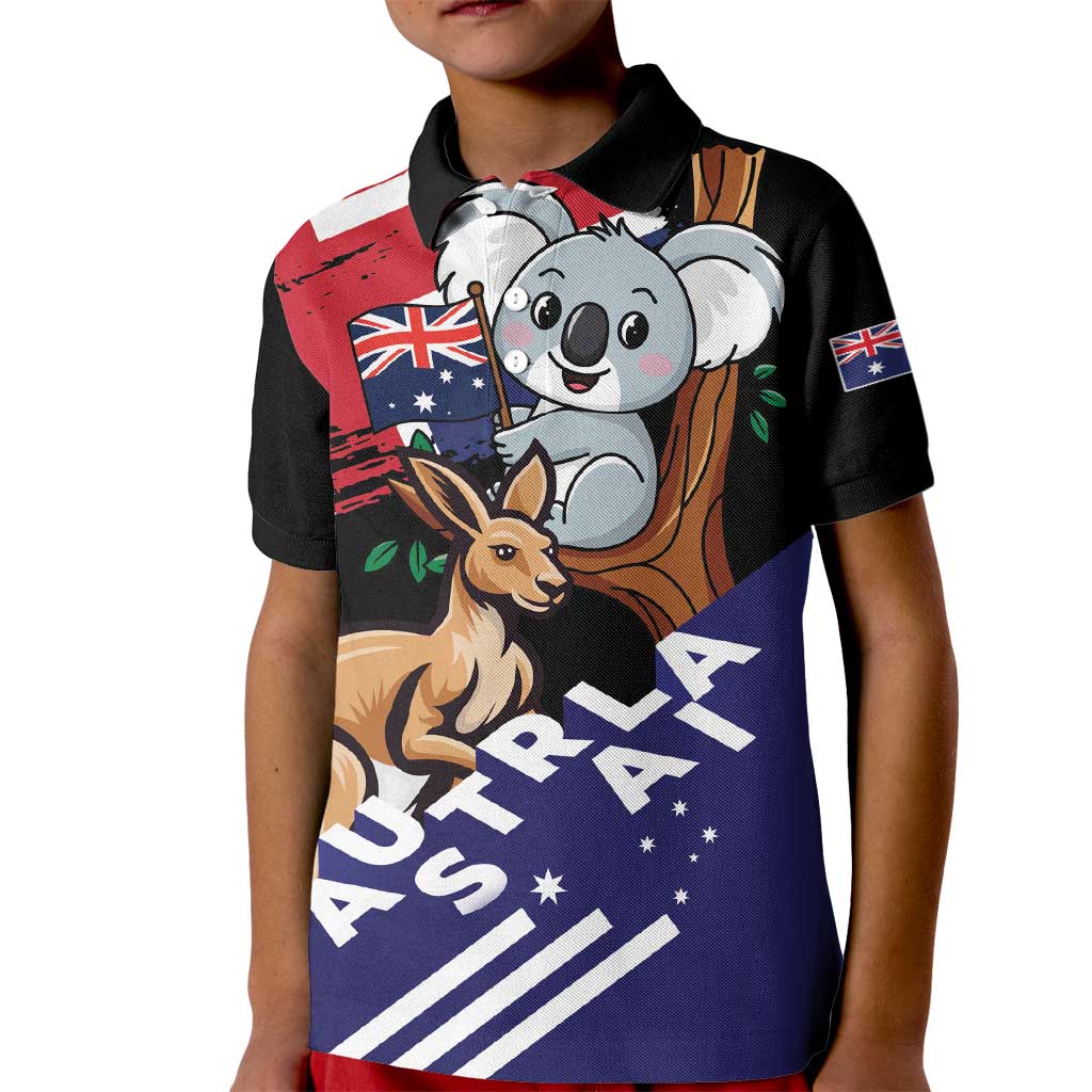 Personalised Australia Kangaroo Koala Together Kid Polo Shirt Special Edition - Vibe Hoodie Shop