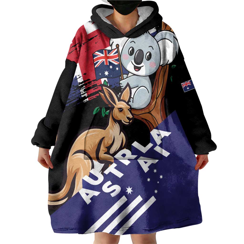 Personalised Australia Kangaroo Koala Together Wearable Blanket Hoodie Special Edition - Vibe Hoodie Shop