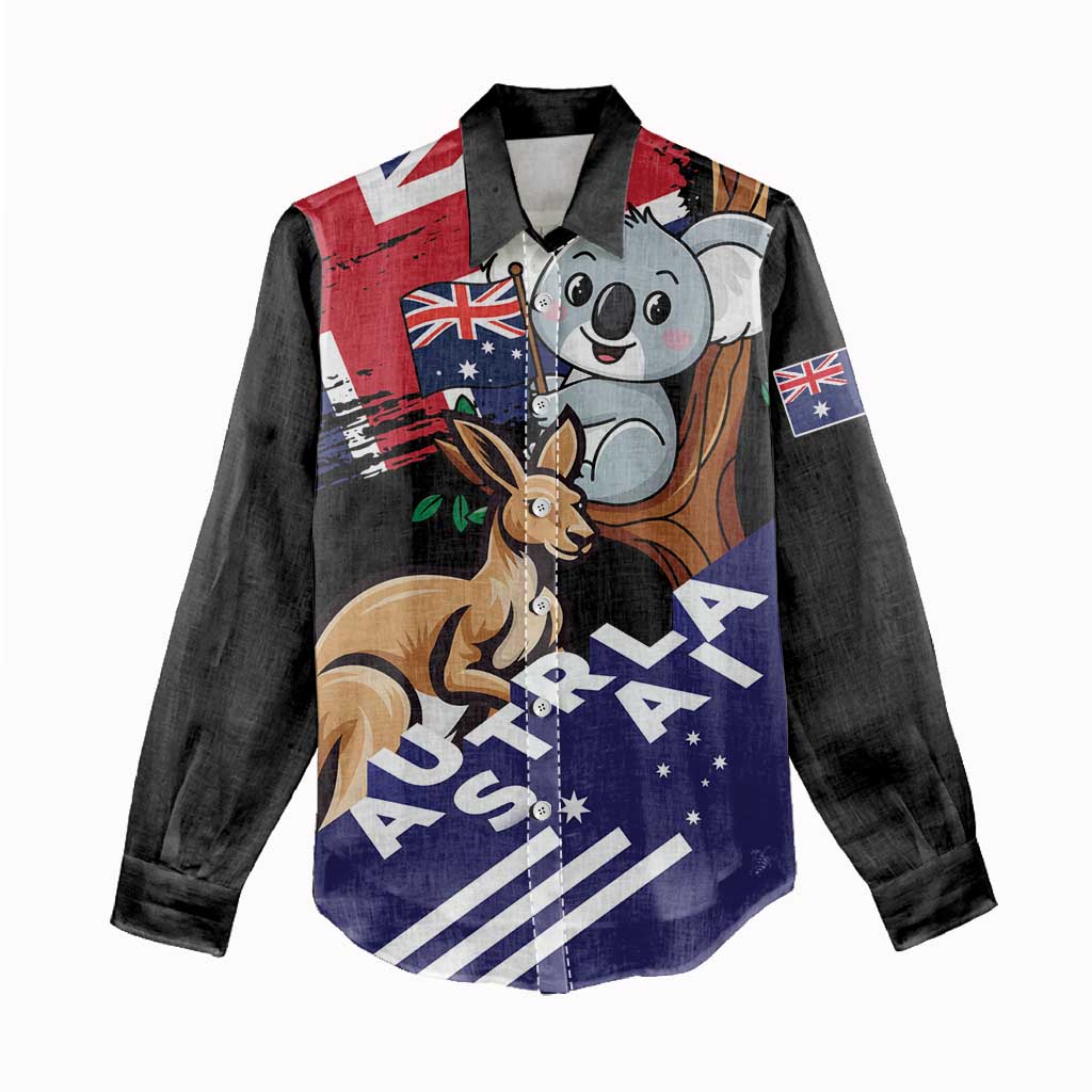 Personalised Australia Kangaroo Koala Together Women Casual Shirt Special Edition - Vibe Hoodie Shop
