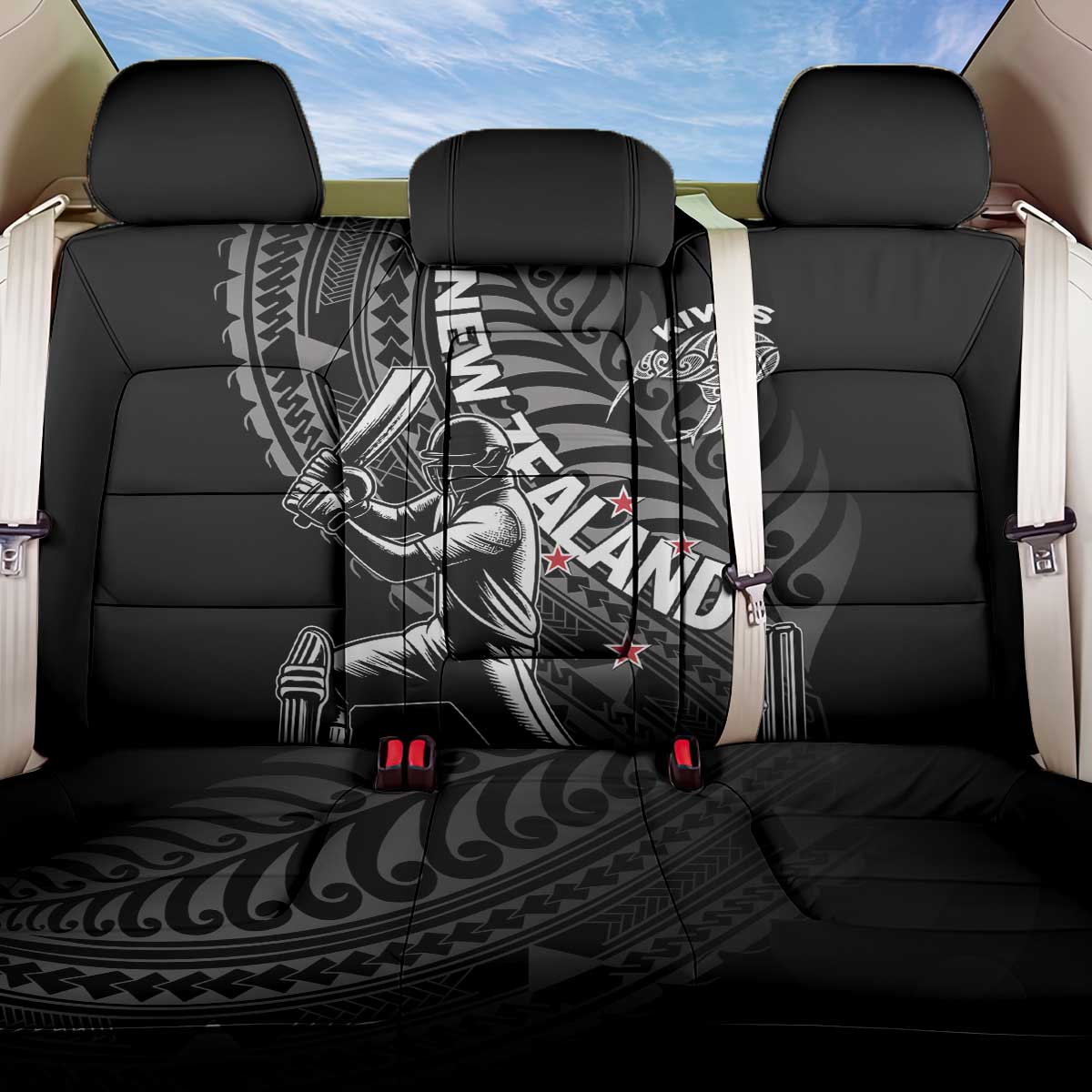 New Zealand Cricket Back Car Seat Cover Maori Kiwi Black Fern