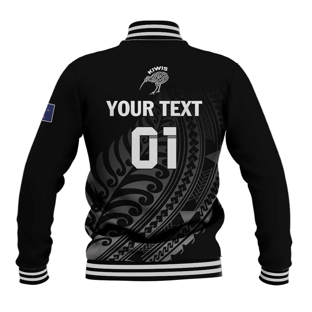 Custom New Zealand Cricket Baseball Jacket Maori Kiwi Black Fern - Vibe Hoodie Shop