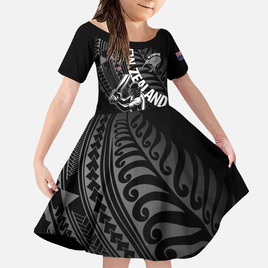 Custom New Zealand Cricket Family Matching Mermaid Dress and Hawaiian Shirt Maori Kiwi Black Fern