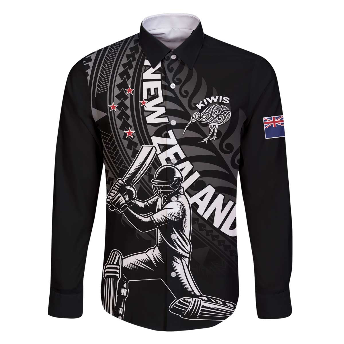 Custom New Zealand Cricket Family Matching Off The Shoulder Long Sleeve Dress and Hawaiian Shirt Maori Kiwi Black Fern