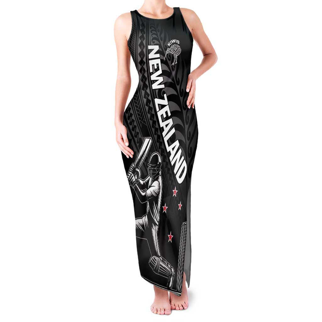 Custom New Zealand Cricket Family Matching Tank Maxi Dress and Hawaiian Shirt Maori Kiwi Black Fern