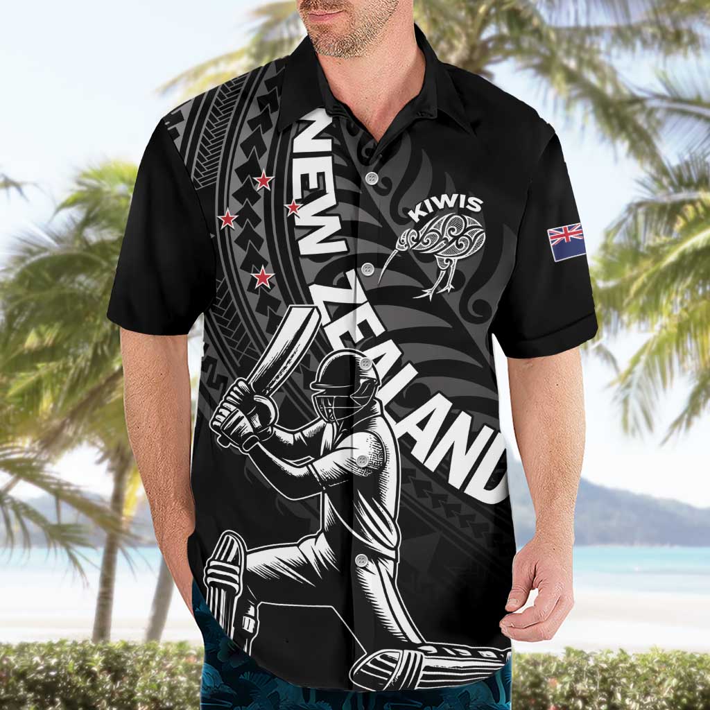 Custom New Zealand Cricket Hawaiian Shirt Maori Kiwi Black Fern - Vibe Hoodie Shop