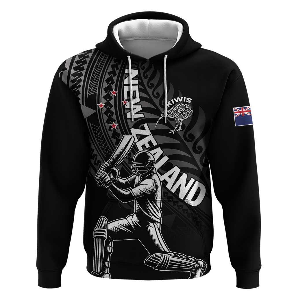 Custom New Zealand Cricket Hoodie Maori Kiwi Black Fern - Vibe Hoodie Shop