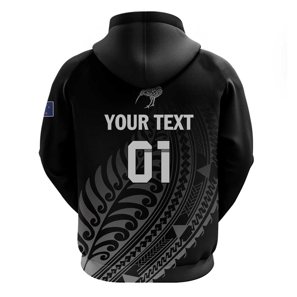 Custom New Zealand Cricket Hoodie Maori Kiwi Black Fern - Vibe Hoodie Shop