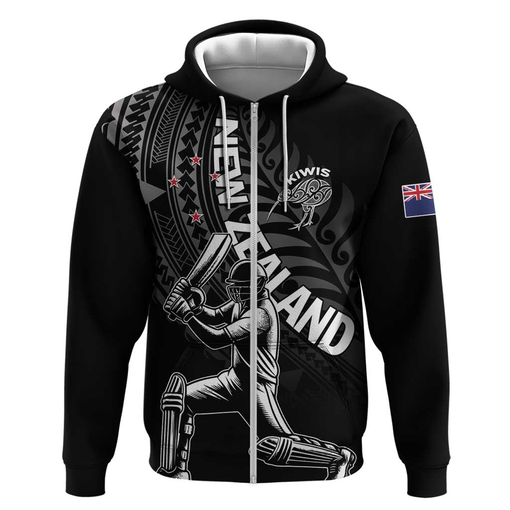 Custom New Zealand Cricket Hoodie Maori Kiwi Black Fern - Vibe Hoodie Shop