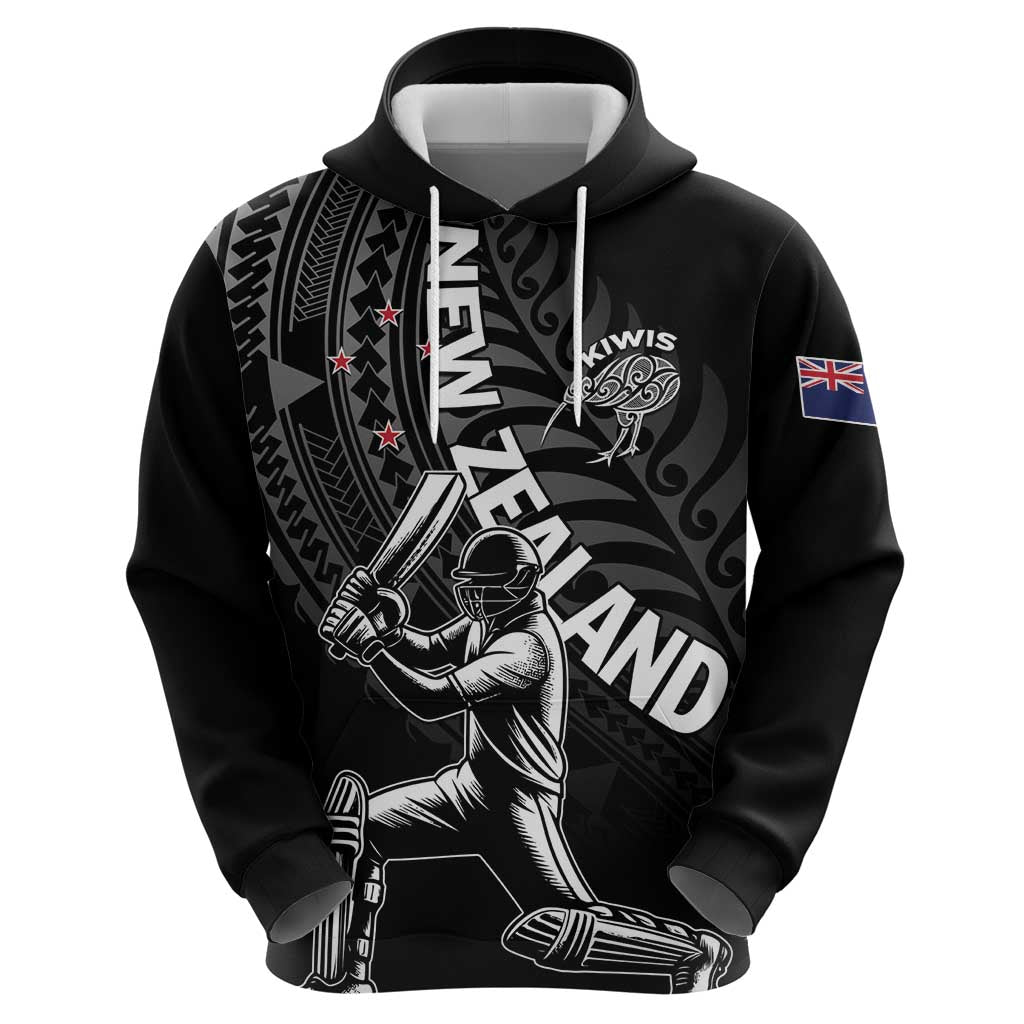 Custom New Zealand Cricket Hoodie Maori Kiwi Black Fern - Vibe Hoodie Shop