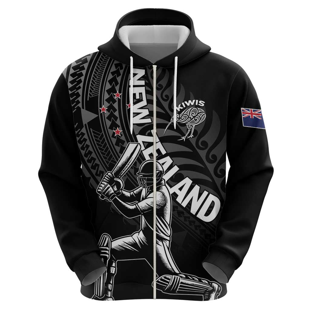 Custom New Zealand Cricket Hoodie Maori Kiwi Black Fern - Vibe Hoodie Shop