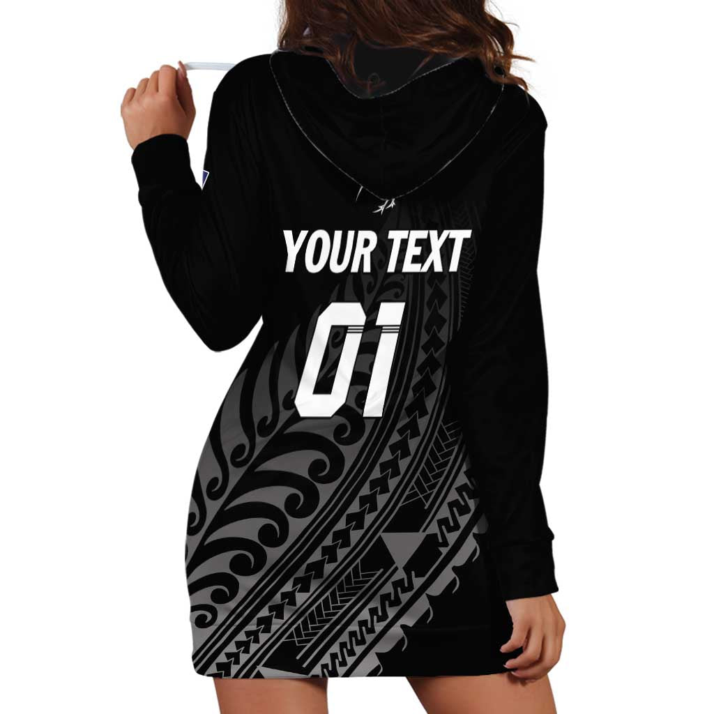 Custom New Zealand Cricket Hoodie Dress Maori Kiwi Black Fern - Vibe Hoodie Shop