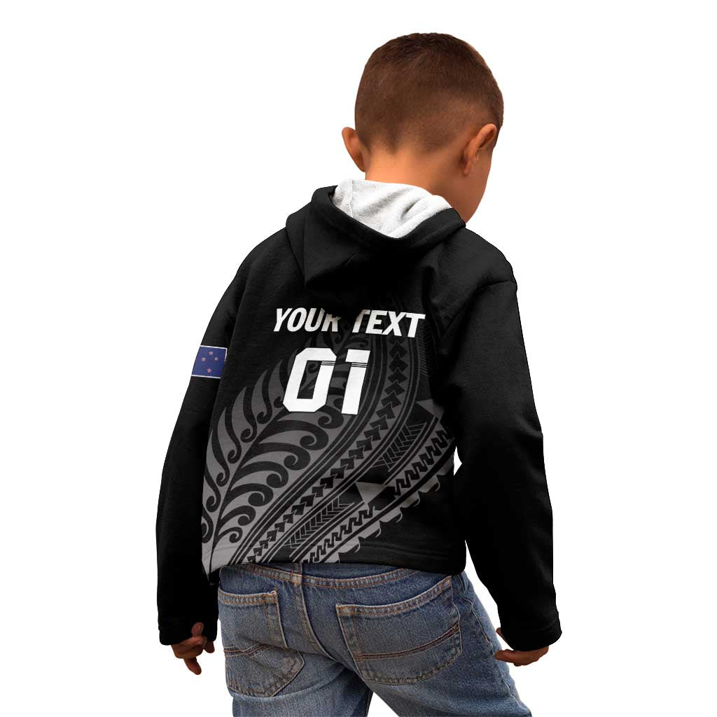 Custom New Zealand Cricket Kid Hoodie Maori Kiwi Black Fern - Vibe Hoodie Shop