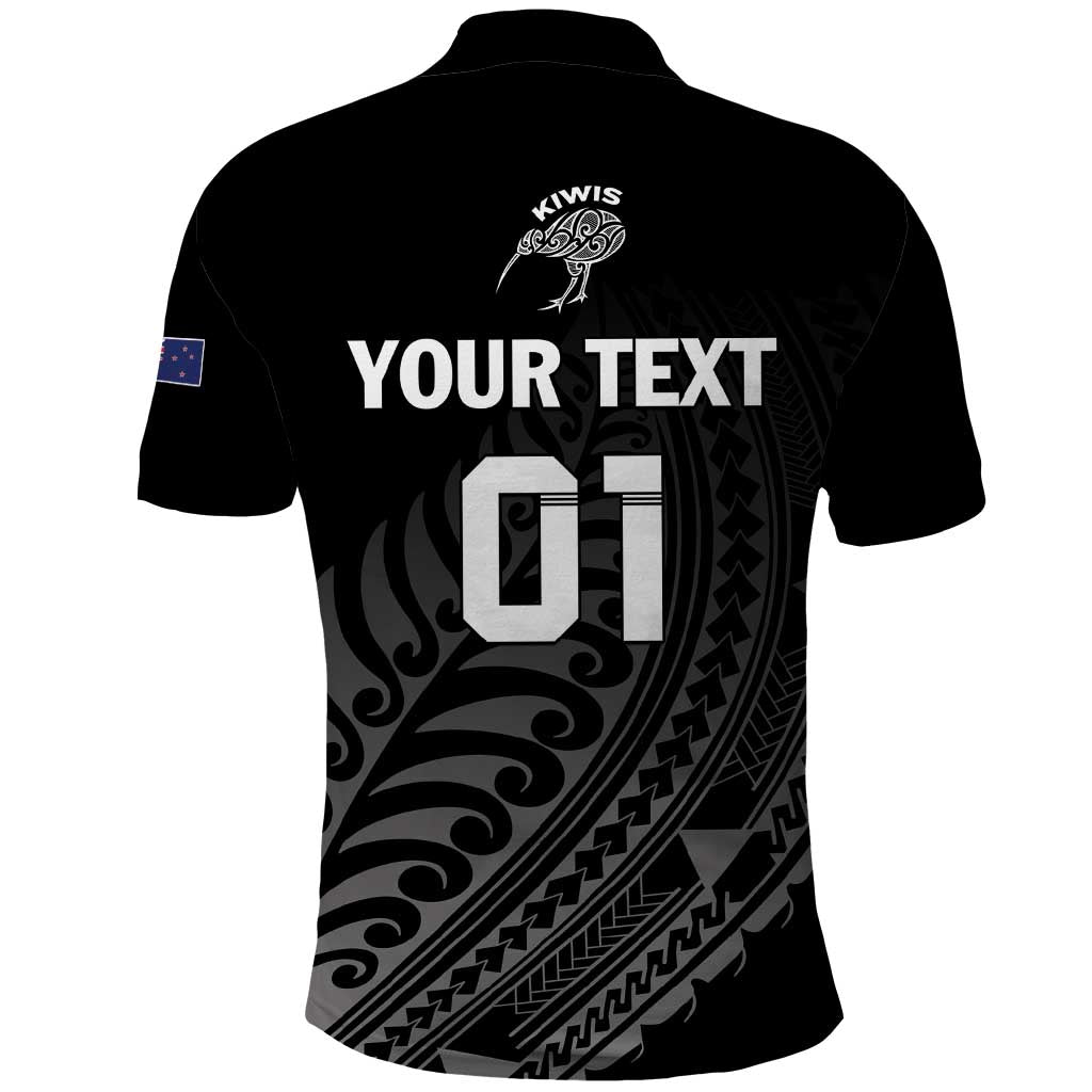 Custom New Zealand Cricket Polo Shirt Maori Kiwi Black Fern - Vibe Hoodie Shop