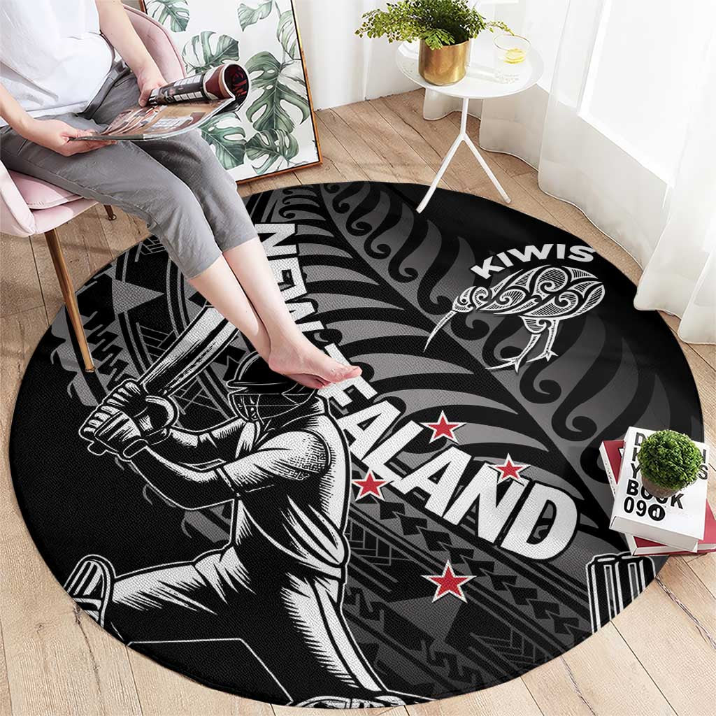 New Zealand Cricket Round Carpet Maori Kiwi Black Fern