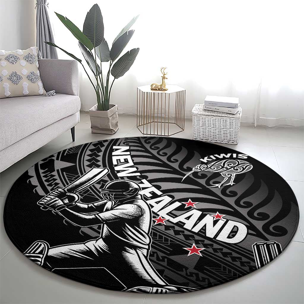 New Zealand Cricket Round Carpet Maori Kiwi Black Fern