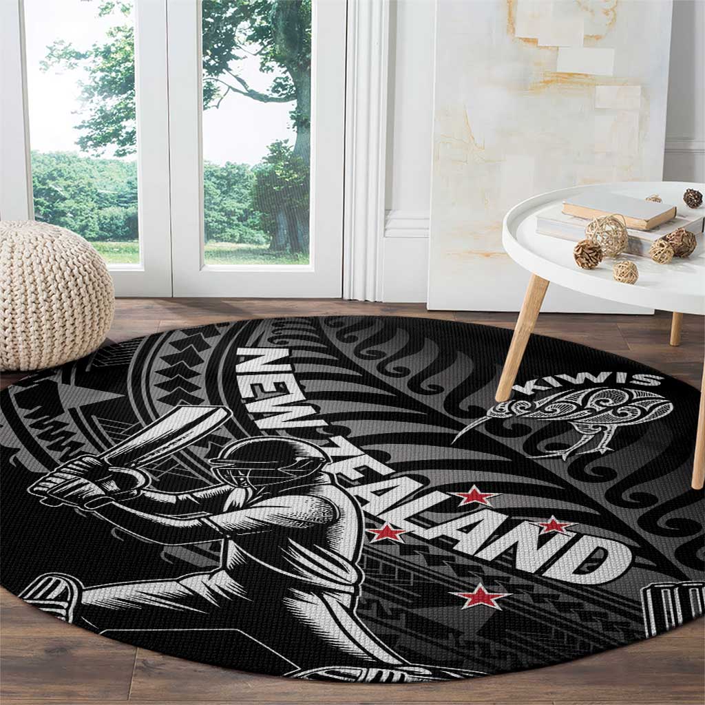 New Zealand Cricket Round Carpet Maori Kiwi Black Fern