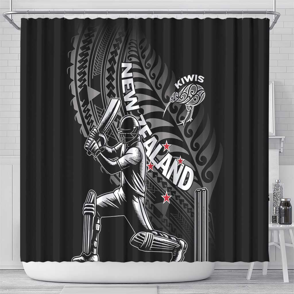 New Zealand Cricket Shower Curtain Maori Kiwi Black Fern