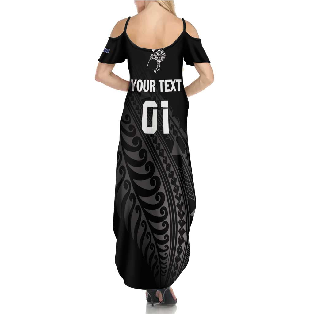 Custom New Zealand Cricket Summer Maxi Dress Maori Kiwi Black Fern