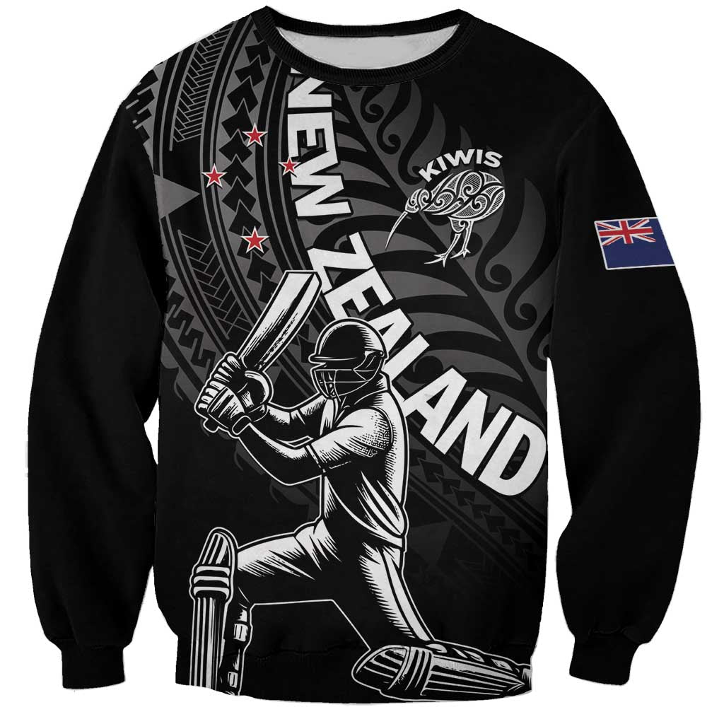 Custom New Zealand Cricket Sweatshirt Maori Kiwi Black Fern - Vibe Hoodie Shop