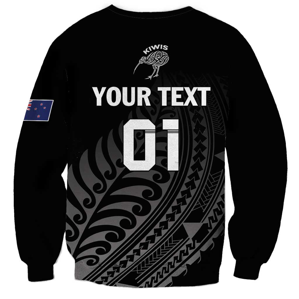 Custom New Zealand Cricket Sweatshirt Maori Kiwi Black Fern - Vibe Hoodie Shop