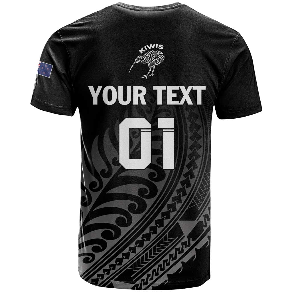 Custom New Zealand Cricket T Shirt Maori Kiwi Black Fern - Vibe Hoodie Shop