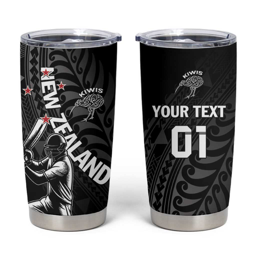 Custom New Zealand Cricket Tumbler Cup Maori Kiwi Black Fern