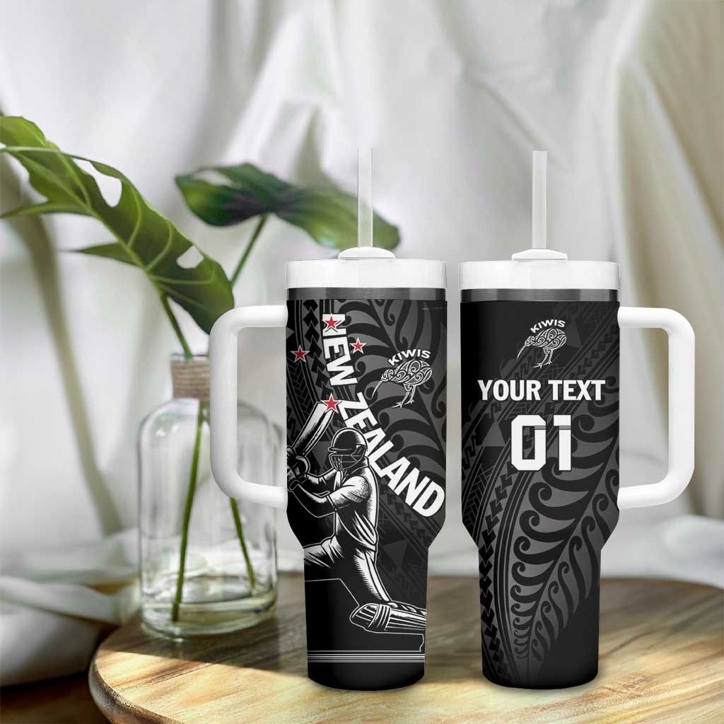 Custom New Zealand Cricket Tumbler With Handle Maori Kiwi Black Fern