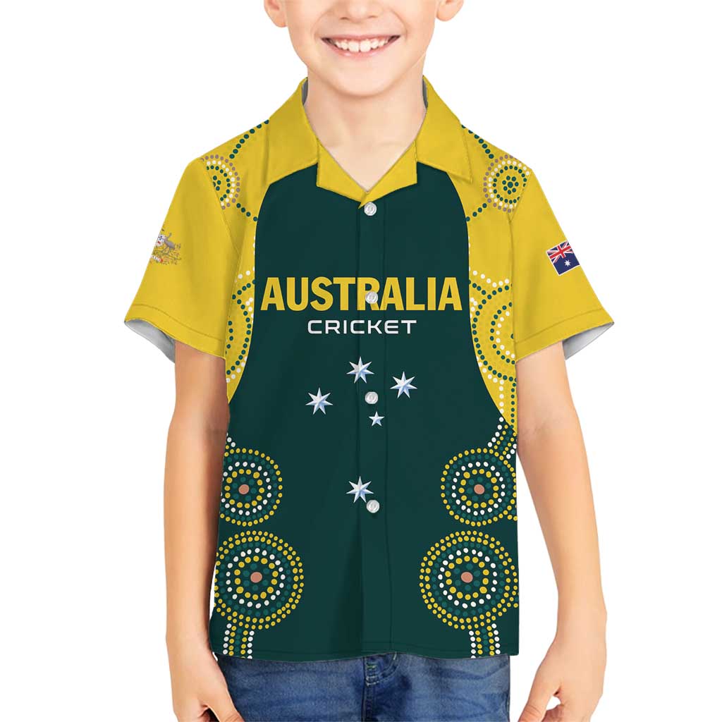 Custom Australia Cricket Family Matching Long Sleeve Bodycon Dress and Hawaiian Shirt Aussies Champions