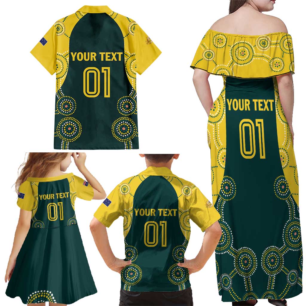 Custom Australia Cricket Family Matching Off Shoulder Maxi Dress and Hawaiian Shirt Aussies Champions