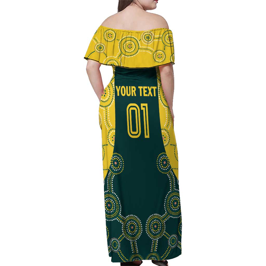 Custom Australia Cricket Family Matching Off Shoulder Maxi Dress and Hawaiian Shirt Aussies Champions