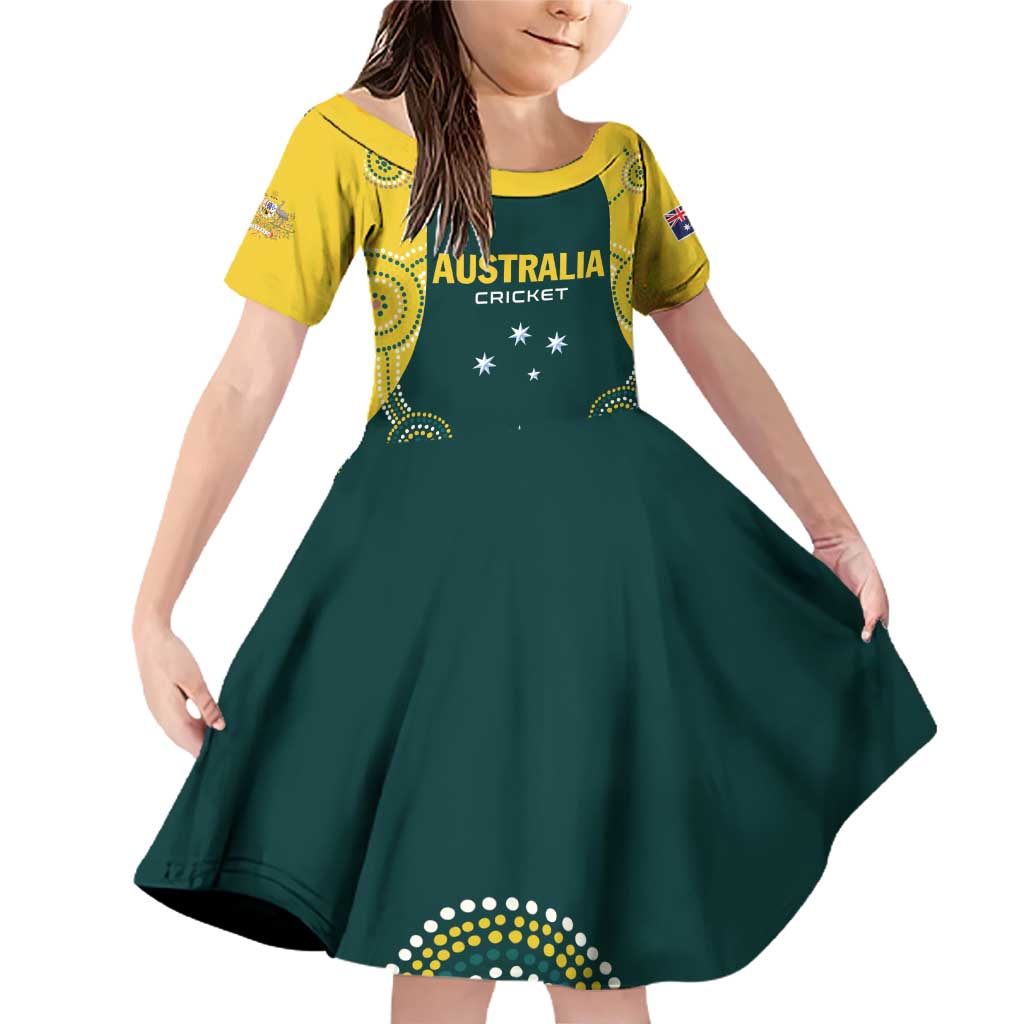 Custom Australia Cricket Family Matching Off Shoulder Short Dress and Hawaiian Shirt Aussies Champions